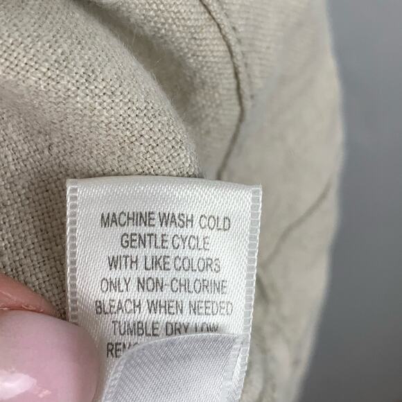 Garnet Hill Shirt Dress Linen Tan Sleeveless Collared Neutral Size 10 - Picture 10 of 11